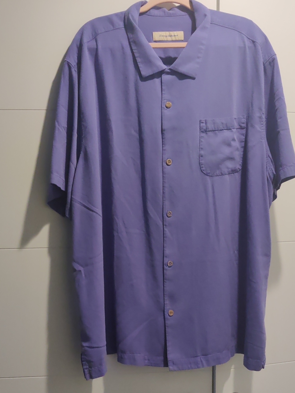 Tommy Bahama Mens XXXL Short-Sleeve Button-Down Silk Shirt in Lavender Purple